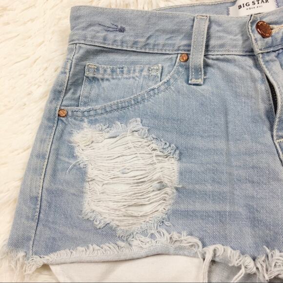Big Star Kyle Boyfriend Destroyed Distressed Shorts Light Wash Size 24 - Picture 4 of 8